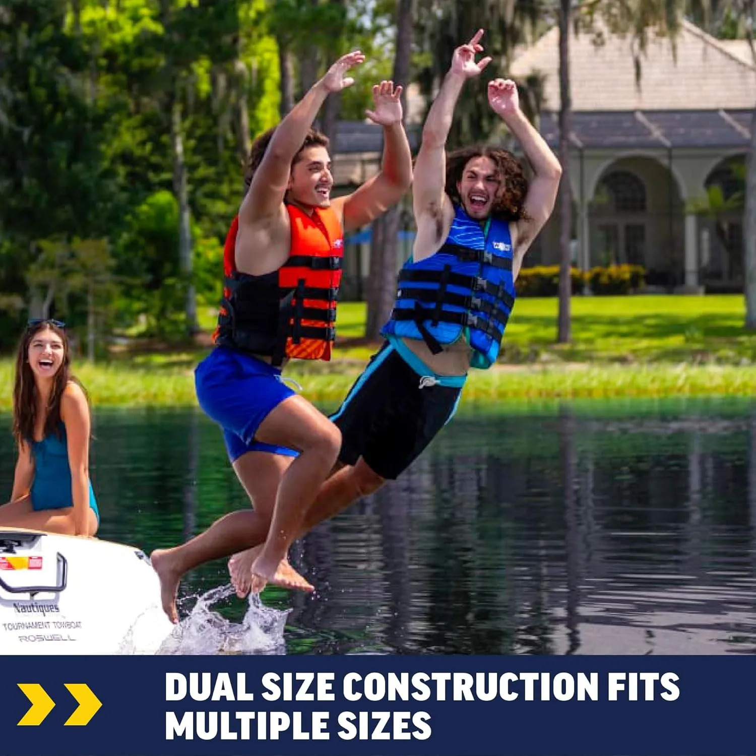 WOW Sports VIS-Wave Red Nylon Adult Life Jacket for Swimming Pools, Fishing, Lakes, & Oceans, Personal Flotation Device (PFD)