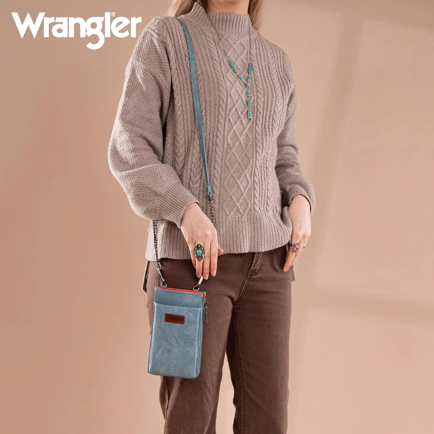 Wrangler Small Crossbody Purse for Women RFID Blocking Over Shoulder Cellphone Wallet with Credit Card Slots