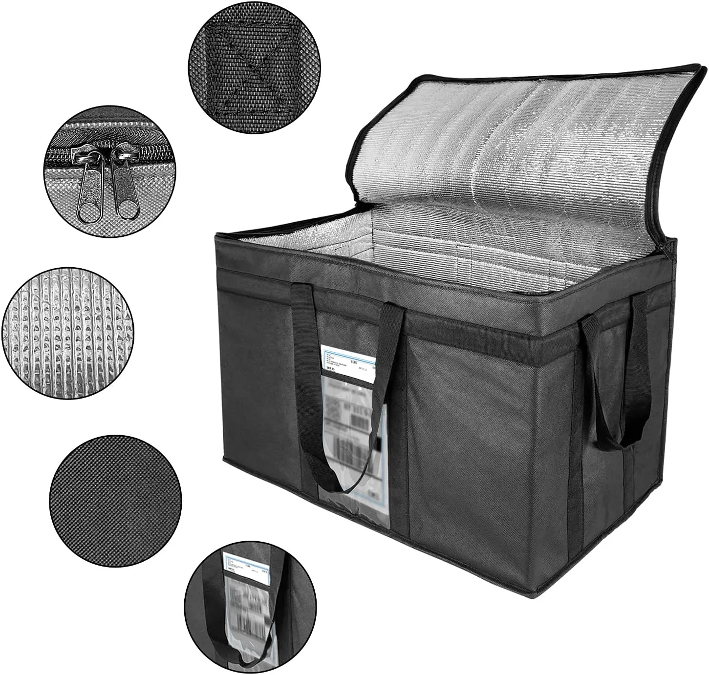 XXXL Large Insulated Collapsible Cooler Bags with Zipper Closure, Reusable Grocery Shopping Bags Keep Food Hot or Cold,Ideal for Catering,Grocery Transport,23 x 15 x 14 inches