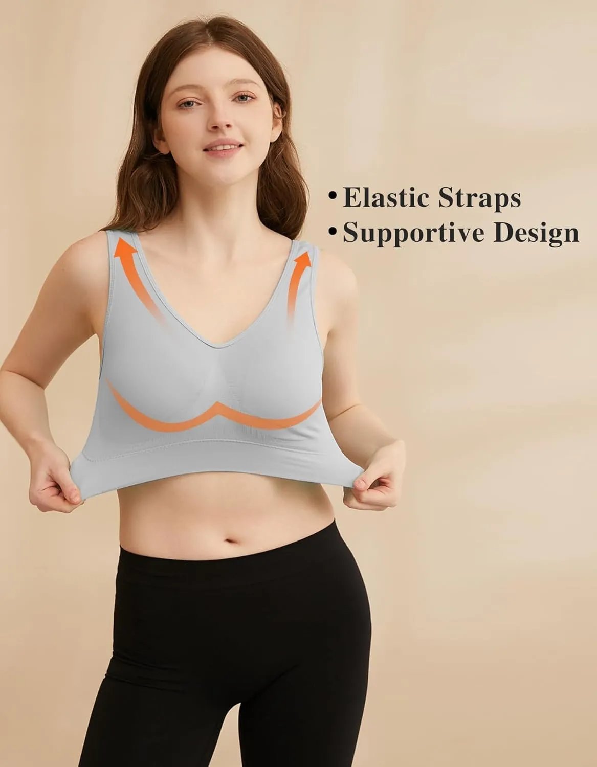 YADIFEN 3 Pack Womens Sports Bras，Wireless Comfortable Seamless Sleep Yoga Sports Bras for Women with Removable Pads
