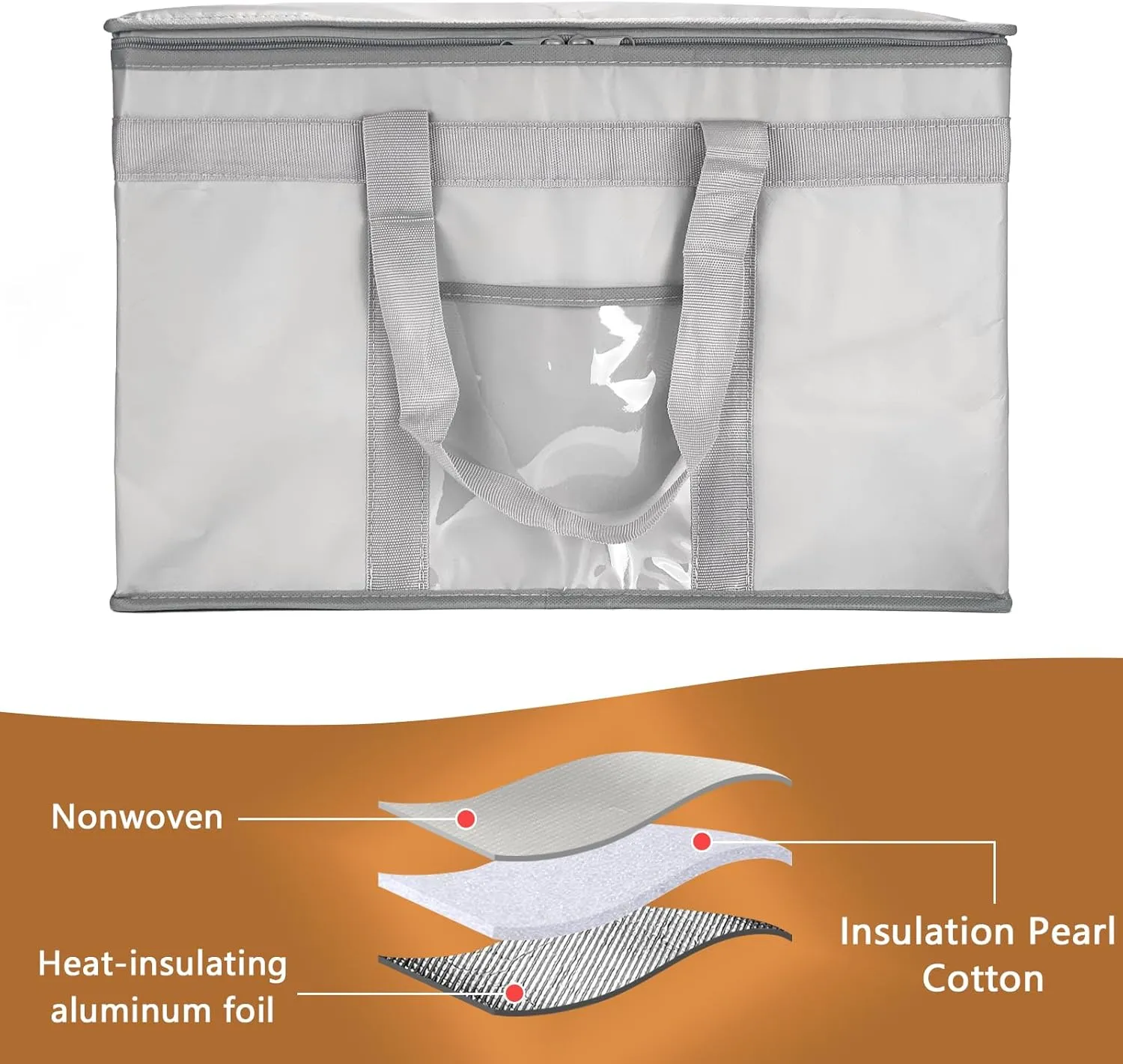 Yalin XXXL Large Insulated Cooler Bag, Styrofoam Cooler of Keep Food Hot or Cold, Reusable Double Zipper Food Delivery Bag for Grocery Shopping, 23" W x 15" H x 14" D