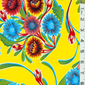 Yellow Floral Oilcloth Fabric - Reorderable