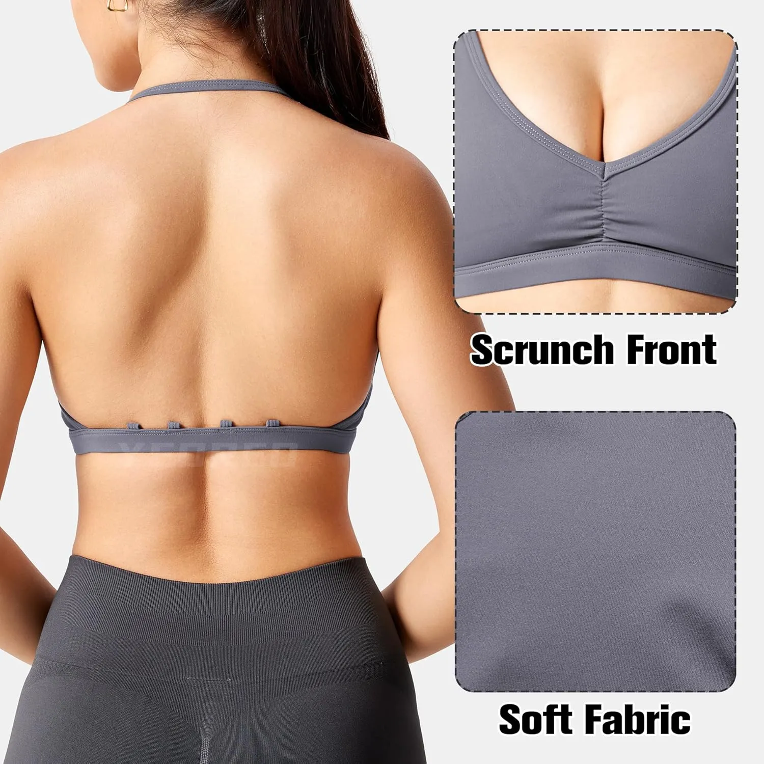 YEOREO Workout Sports Bras for Women Padded Strappy Open Back Gym Bra Light Impact Criss Cross Yoga Crop Top