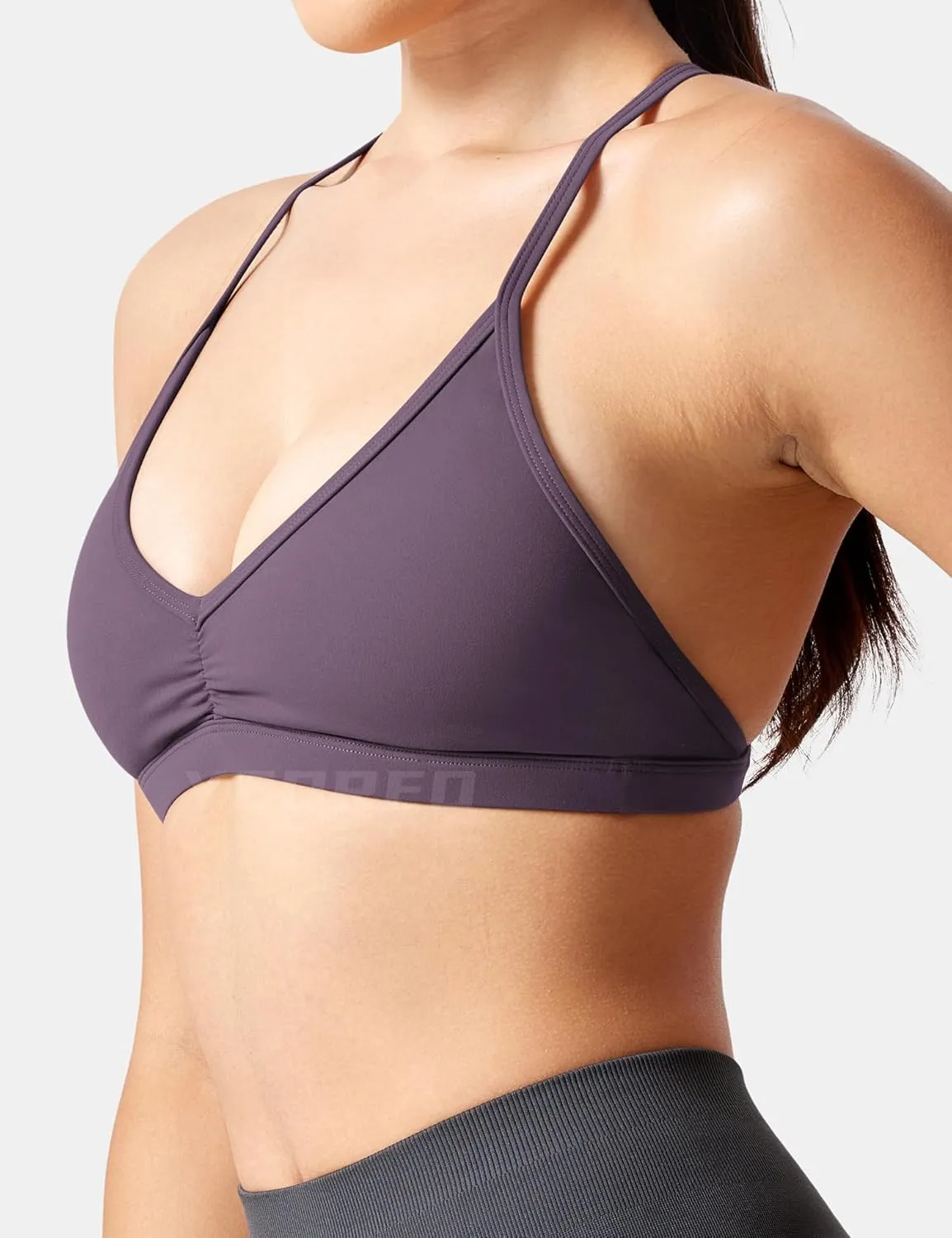 YEOREO Workout Sports Bras for Women Padded Strappy Open Back Gym Bra Light Impact Criss Cross Yoga Crop Top