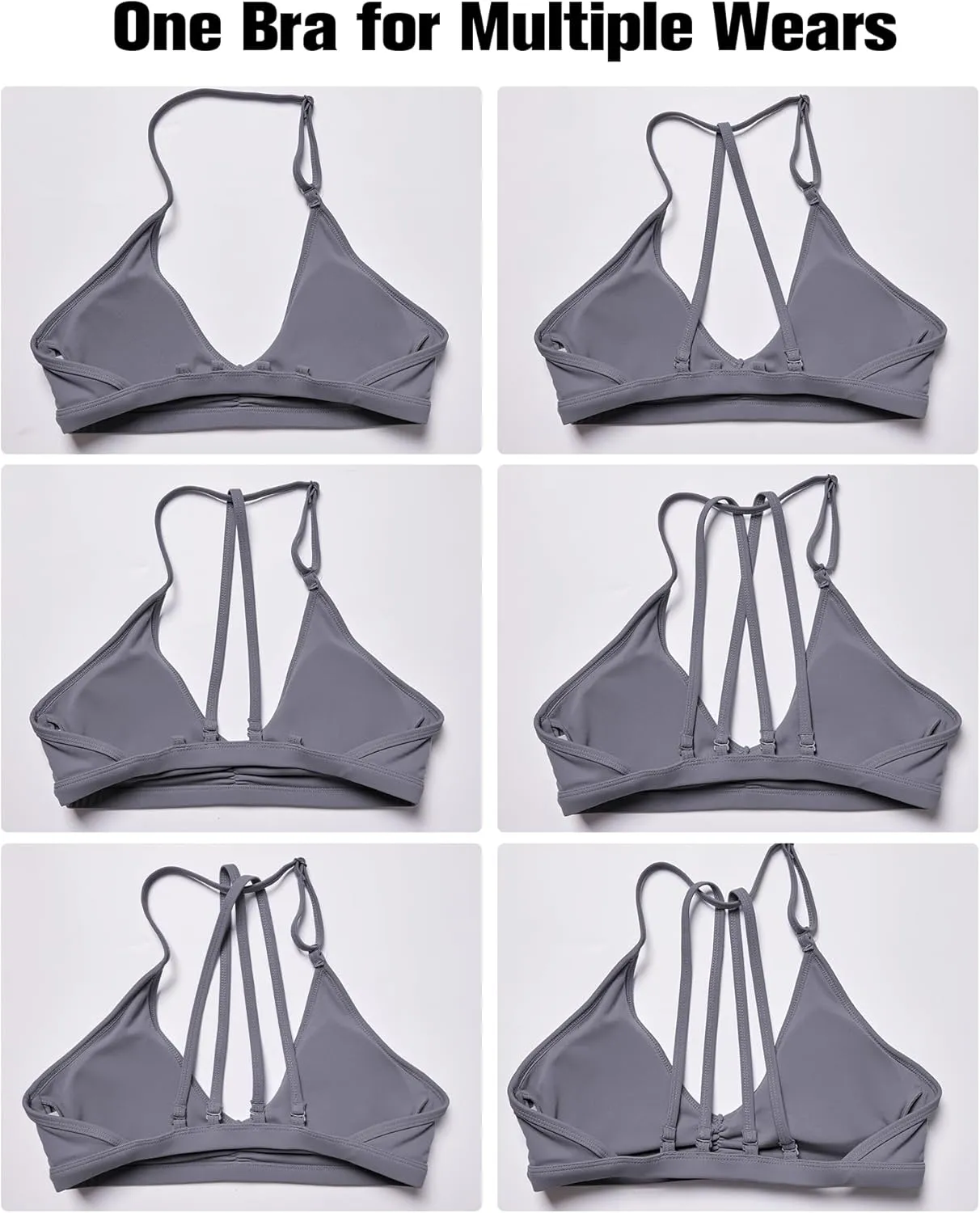 YEOREO Workout Sports Bras for Women Padded Strappy Open Back Gym Bra Light Impact Criss Cross Yoga Crop Top