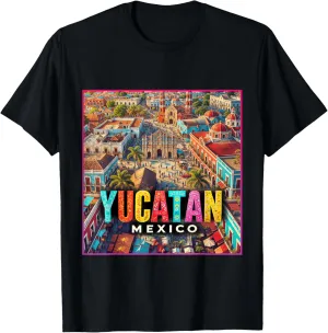 Yucatan Mexico Shirt Family Trip Retro Merida City Skyline T-Shirt