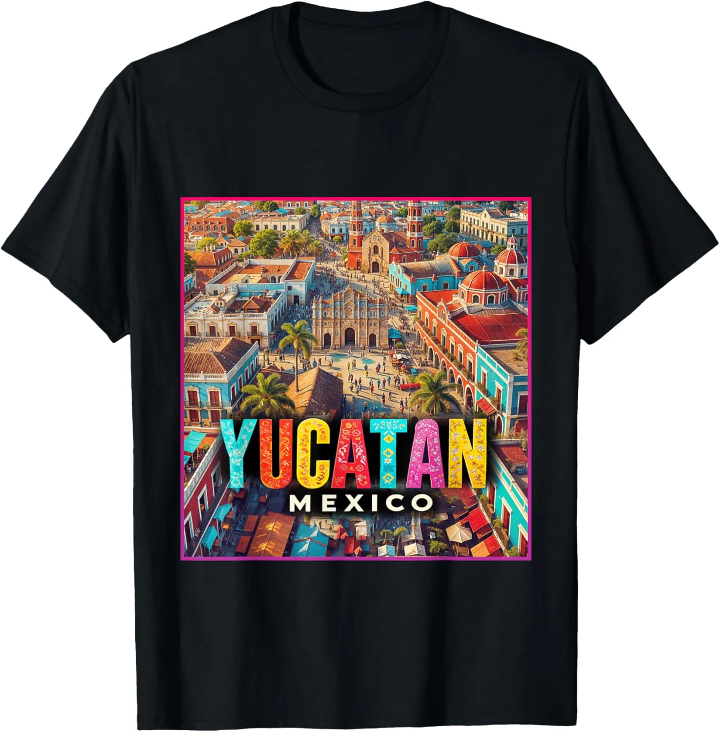 Yucatan Mexico Shirt Family Trip Retro Merida City Skyline T-Shirt