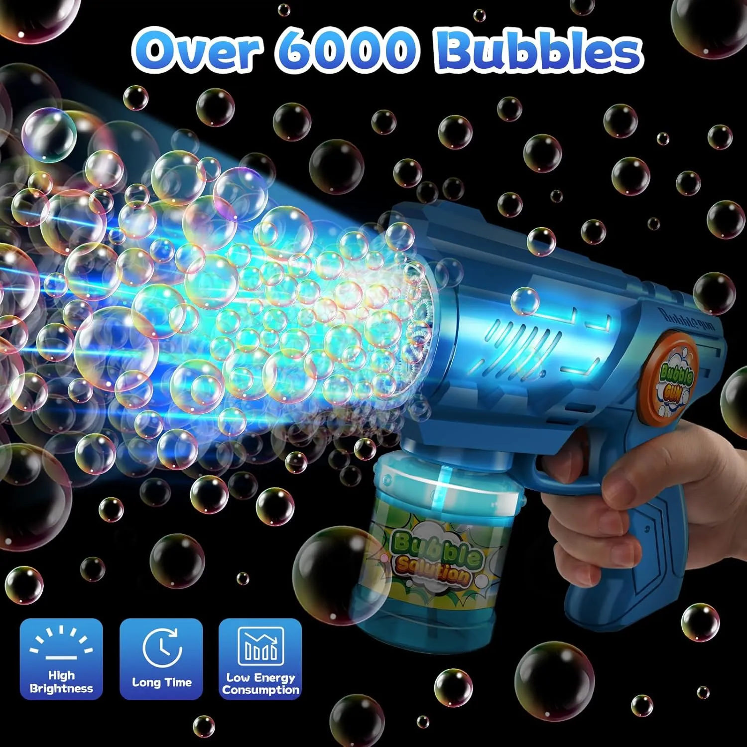 Zerhunt Bubble Gun Machine for Kids 4-8: Automatic 10-Hole Bubble Guns with Rich Bubbles & LED Light - Summer Outdoor Bubble Gun Blaster Toys - 2PCS Bubble Blower