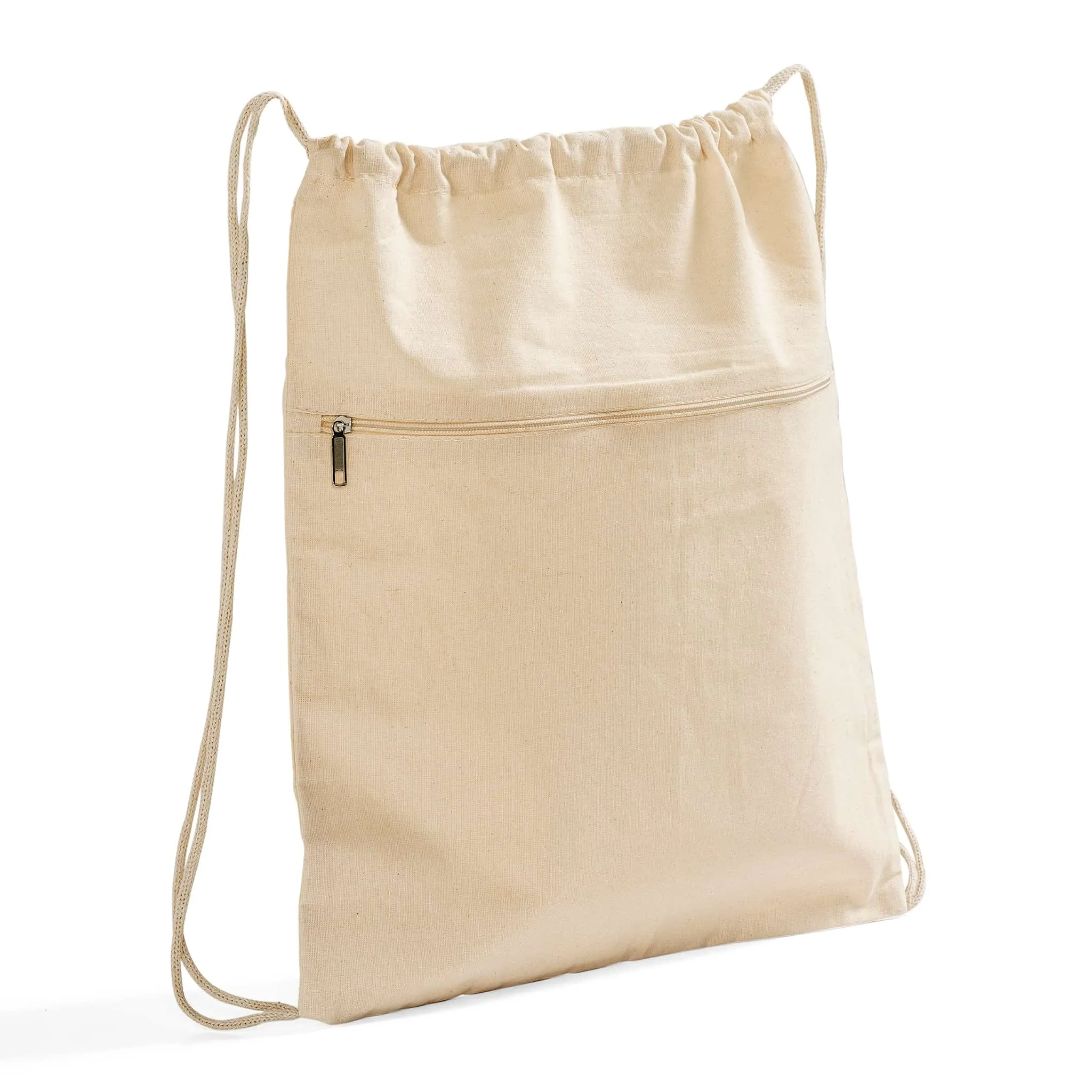 Zippered Cotton Canvas Drawstring Bag Backpack BPK19