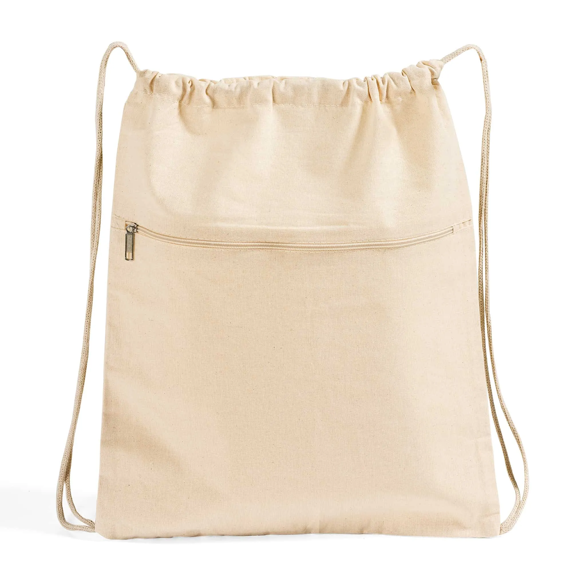 Zippered Cotton Canvas Drawstring Bag Backpack BPK19