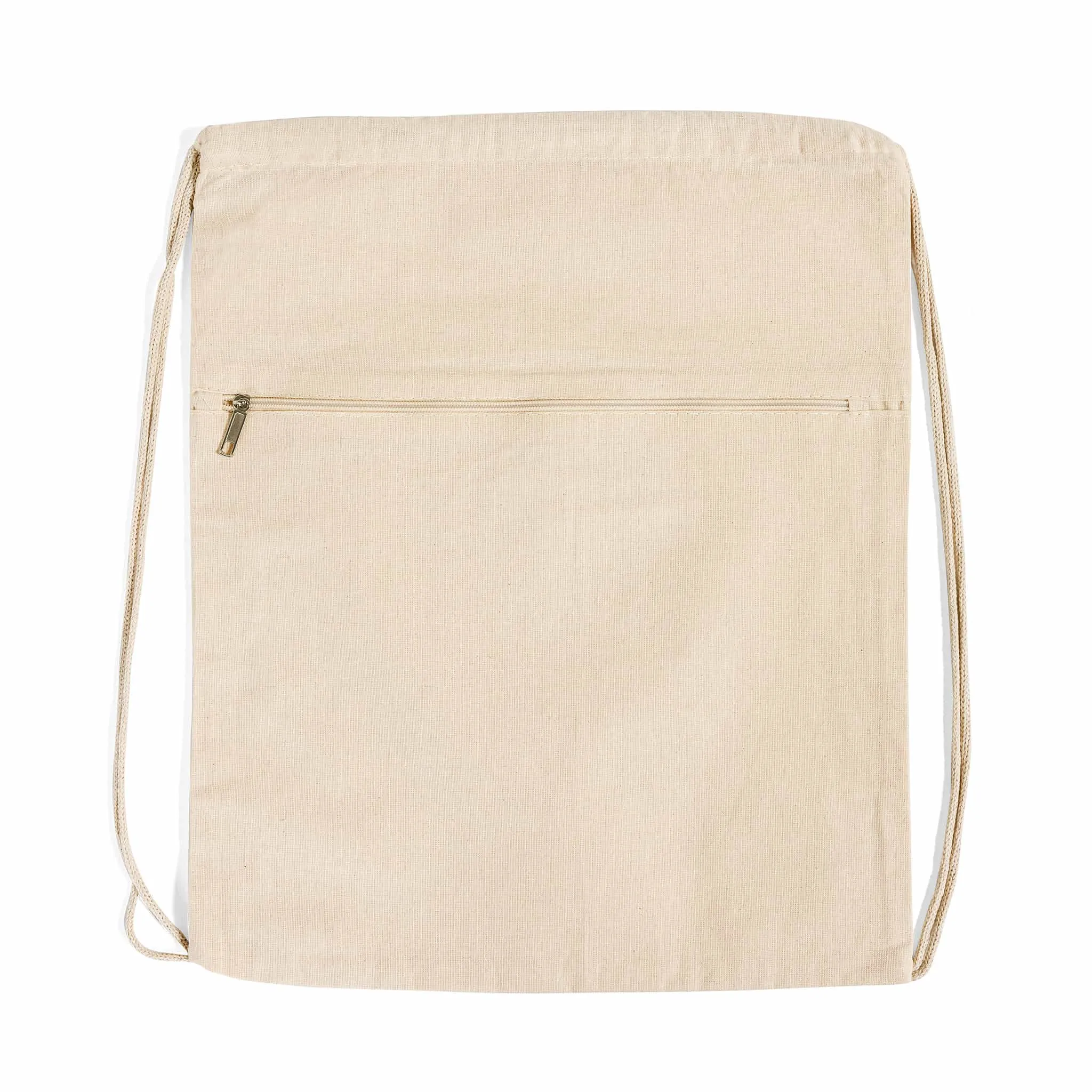 Zippered Cotton Canvas Drawstring Bag Backpack BPK19