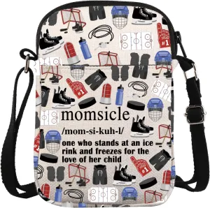 ZJXHPO Hockey Mom Cross Body Bag Momsicle Messenger Bag Momsicle Definition Gift Mother's Day Gift For Hockey Lover Gift